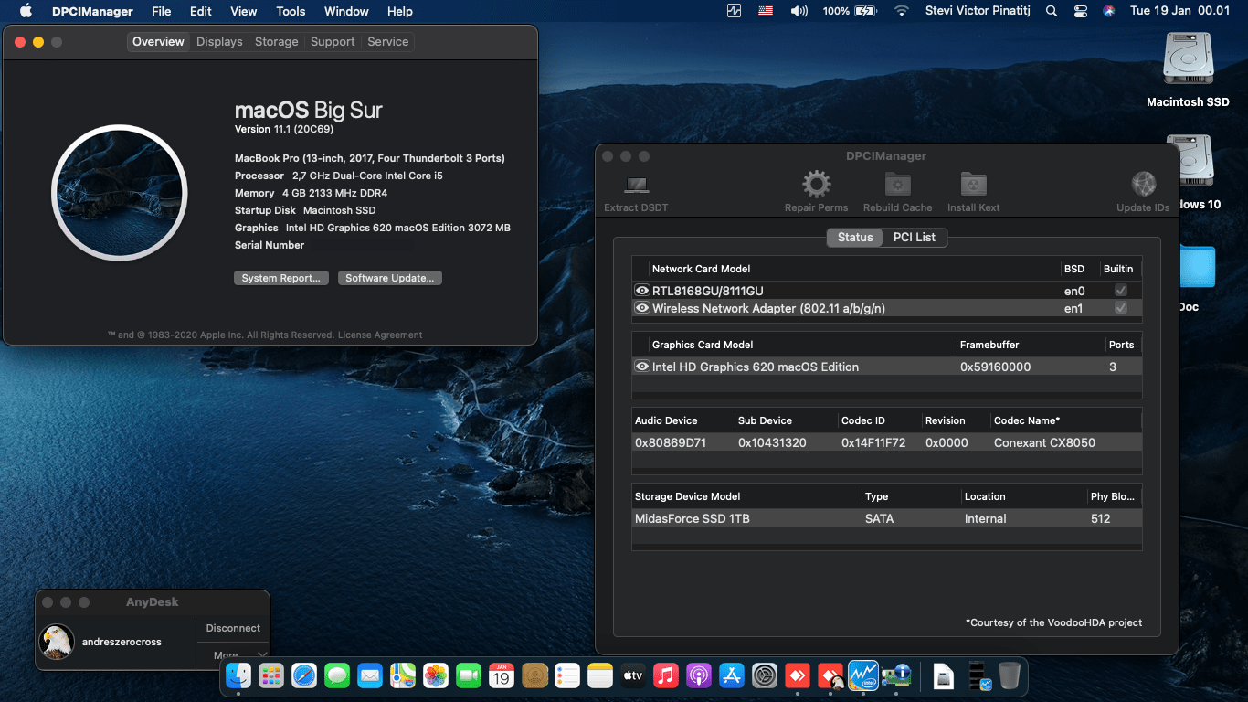 Success Hackintosh macOS Big Sur 11.1 Build 20C69 in Asus A456UR-GA090D
